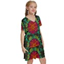 Mid Century Retro Floral 1970s 1960s Pattern 72 Kids  Short Sleeve Tiered Mini Dress View3