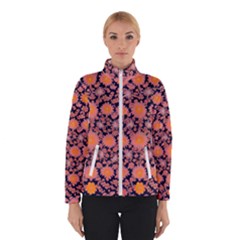 Mid Century Retro Floral 1970s 1960s Pattern 74 Women s Bomber Jacket