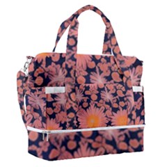 Mid Century Retro Floral 1970s 1960s Pattern 74 Sports Shoulder Bag With Shoes Compartment