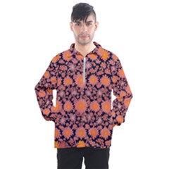 Mid Century Retro Floral 1970s 1960s Pattern 74 Men s Half Zip Pullover