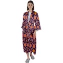 Mid Century Retro Floral 1970s 1960s Pattern 74 Maxi Satin Kimono View1