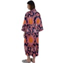 Mid Century Retro Floral 1970s 1960s Pattern 74 Maxi Satin Kimono View2