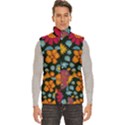 Mid Century Retro Floral 1970s 1960s Pattern 77 Men s High Neck Button Up Puffer Vest View1