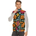 Mid Century Retro Floral 1970s 1960s Pattern 77 Men s High Neck Button Up Puffer Vest View2