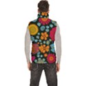 Mid Century Retro Floral 1970s 1960s Pattern 77 Men s High Neck Button Up Puffer Vest View4