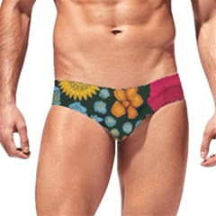 Mid Century Retro Floral 1970s 1960s Pattern 77 Men s Swim Brief