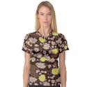 Mid Century Retro Floral 1970s 1960s Pattern 84 V-Neck Sport Mesh T-Shirt View1