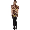 Mid Century Retro Floral 1970s 1960s Pattern 84 Ruffle Collar Short Sleeve Chiffon Top View4