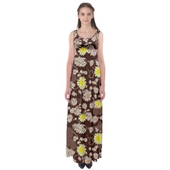 Mid Century Retro Floral 1970s 1960s Pattern 84 Empire Waist Maxi Dress