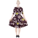 Mid Century Retro Floral 1970s 1960s Pattern 84 Quarter Sleeve A-Line Dress View2