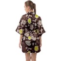 Mid Century Retro Floral 1970s 1960s Pattern 84 Half Sleeve Satin Kimono  View2