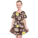 Mid Century Retro Floral 1970s 1960s Pattern 84 Kids  Smock Dress View1