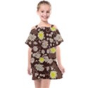 Mid Century Retro Floral 1970s 1960s Pattern 84 Kids  One Piece Chiffon Dress View1