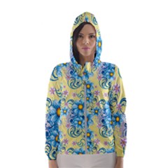 Flowers Bloom Blossom Petals Plant Women s Hooded Windbreaker