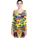 Psychedelic Rock Jimi Hendri Long Sleeve Velvet Bodycon Dress View1