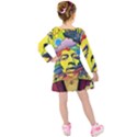 Psychedelic Rock Jimi Hendri Kids  Long Sleeve Velvet Dress View2