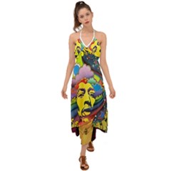 Psychedelic Rock Jimi Hendri Halter Tie Back Dress 