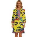 Psychedelic Rock Jimi Hendri Women s Round Neck Long Sleeve Bow Deco Dress View1