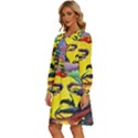 Psychedelic Rock Jimi Hendri Women s Round Neck Long Sleeve Bow Deco Dress View2