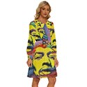 Psychedelic Rock Jimi Hendri Women s Round Neck Long Sleeve Bow Deco Dress View3