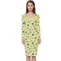 Flowers Bloom Blossom Petals Flora Long Sleeve V-Neck Bodycon Dress  View1