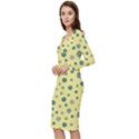 Flowers Bloom Blossom Petals Flora Long Sleeve V-Neck Bodycon Dress  View2