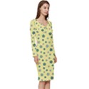 Flowers Bloom Blossom Petals Flora Long Sleeve V-Neck Bodycon Dress  View3