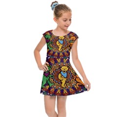 Grateful Dead Psychedelic Bears Kids  Cap Sleeve Dress