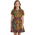 Grateful Dead Psychedelic Bears Kids  Bow Tie Puff Sleeve Dress View1
