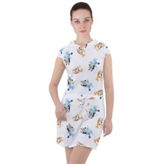 Bluey Pattern Drawstring Hooded Dress
