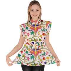 Owenjones Chinese 02 Bright-001 Ruffle Collar Short Sleeve Chiffon Top
