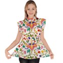 Owenjones Chinese 02 Bright-001 Ruffle Collar Short Sleeve Chiffon Top View1