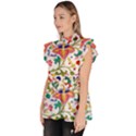 Owenjones Chinese 02 Bright-001 Ruffle Collar Short Sleeve Chiffon Top View2