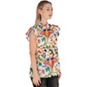 Owenjones Chinese 02 Bright-001 Ruffle Collar Short Sleeve Chiffon Top View3