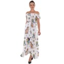 Bluey, Bluey merch, Bluey pattern, Bluey Bluey, bingo, Bluey design, bluey dog Off Shoulder Open Front Chiffon Dress View1