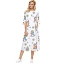 Bluey, Bluey merch, Bluey pattern, Bluey Bluey, bingo, Bluey design, bluey dog Bow Sleeve Chiffon Midi Dress View1