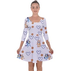 Bluey, Bluey Merch, Bluey Pattern, Bluey Bluey, Bingo, Bluey Design, Bluey Dog Quarter Sleeve Skater Dress