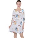 Bluey, Bluey merch, Bluey pattern, Bluey Bluey, bingo, Bluey design, bluey dog Quarter Sleeve Ruffle Waist Dress View1