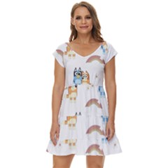 Bluey, Bluey Merch, Bluey Pattern, Bluey Bluey, Bingo, Bluey Design, Bluey Dog Short Sleeve Tiered Mini Dress