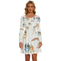 Bluey, Bluey Merch, Bluey Pattern, Bluey Bluey, Bingo, Bluey Design, Bluey Dog Long Sleeve Wide Neck Velvet Dress