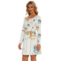 Bluey, Bluey merch, Bluey pattern, Bluey Bluey, bingo, Bluey design, bluey dog Long Sleeve Wide Neck Velvet Dress View2