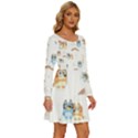 Bluey, Bluey merch, Bluey pattern, Bluey Bluey, bingo, Bluey design, bluey dog Long Sleeve Wide Neck Velvet Dress View3