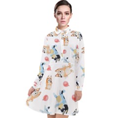 Bluey, Bluey Merch, Bluey Pattern, Bluey Bluey, Bingo, Bluey Design, Bluey Dog Long Sleeve Chiffon Shirt Dress