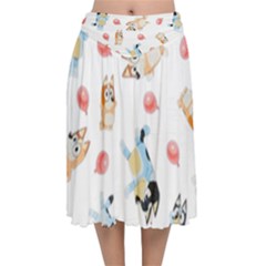 Bluey, Bluey Merch, Bluey Pattern, Bluey Bluey, Bingo, Bluey Design, Bluey Dog Velvet Flared Midi Skirt