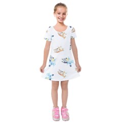 Bluey, Bluey Merch, Bluey Pattern, Bluey Bluey, Bingo, Bluey Design, Bluey Dog Kids  Short Sleeve Velvet Dress