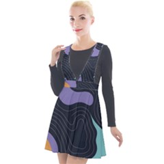 Abstract Topographic Plunge Pinafore Velour Dress