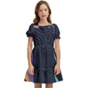 Abstract Topographic Kids  Puff Sleeved Dress View1