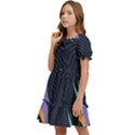 Abstract Topographic Kids  Puff Sleeved Dress View3