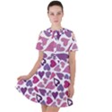 Heart Pattern Repetition Background Short Sleeve Shoulder Cut Out Dress  View1