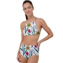 Flowers Bloom Pattern Spring Halter Tankini Set View1